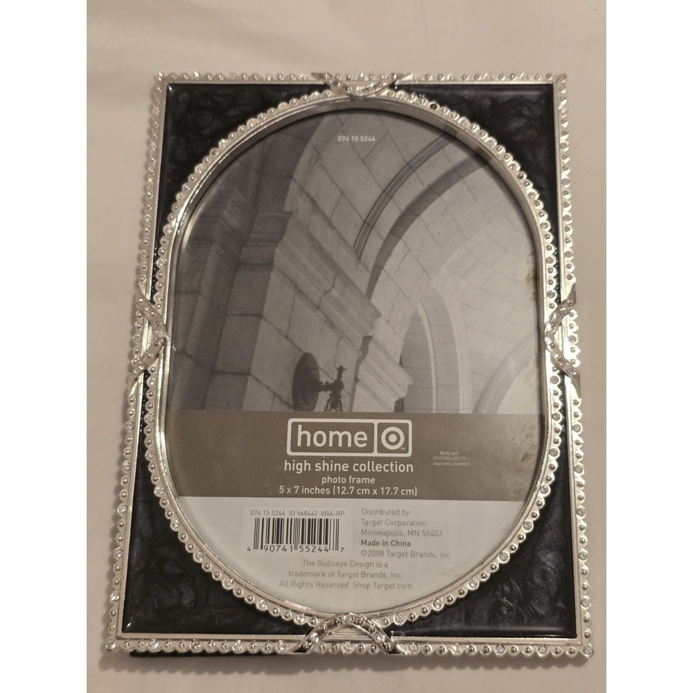 5x7 Picture Frame With Silver Trim And Swarovski Elements 2008 New
